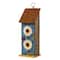 Glitzhome® 15" Washed Blue 2-Tiered Daisy Decorative Outdoor Garden Birdhouse